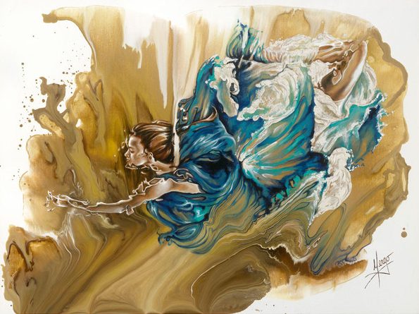 Deliver- figurative underwater woman painting